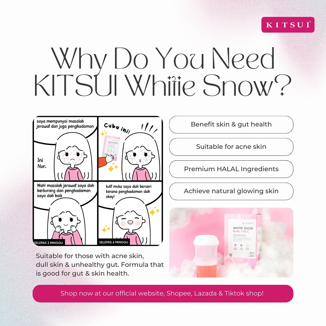kitsui glutathione Let's glow up together for 2025!! 🌟 WHITIE SNOW contains all the ingredients you need for healthy gut & skin 💖 #kitsui #kitsuimalaysia #halal #whitiesnow Our paper on a
