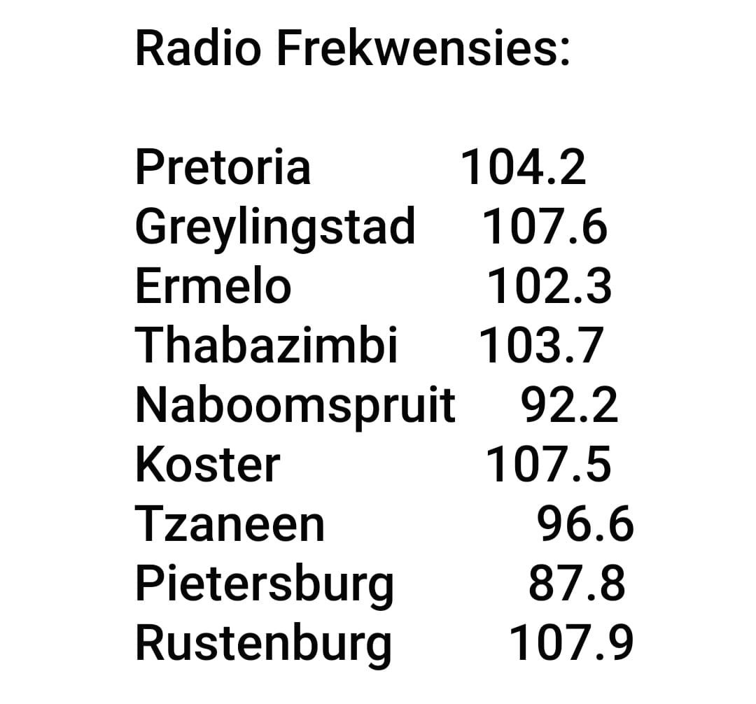 Wouter Botes - Hier is die Pretoria FM frekwensies vir die... | Facebook