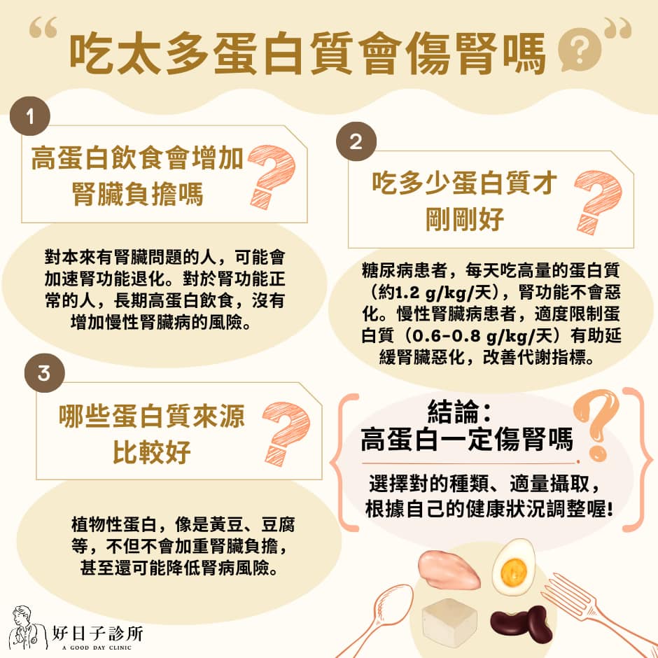 好日子診所 - *吃太多蛋白質會傷腎嗎？（文：俞恩醫師）... | Facebook