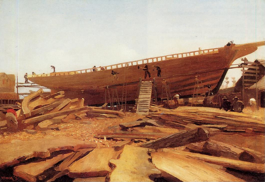 yacht in a cove gloucester 1880 by homer