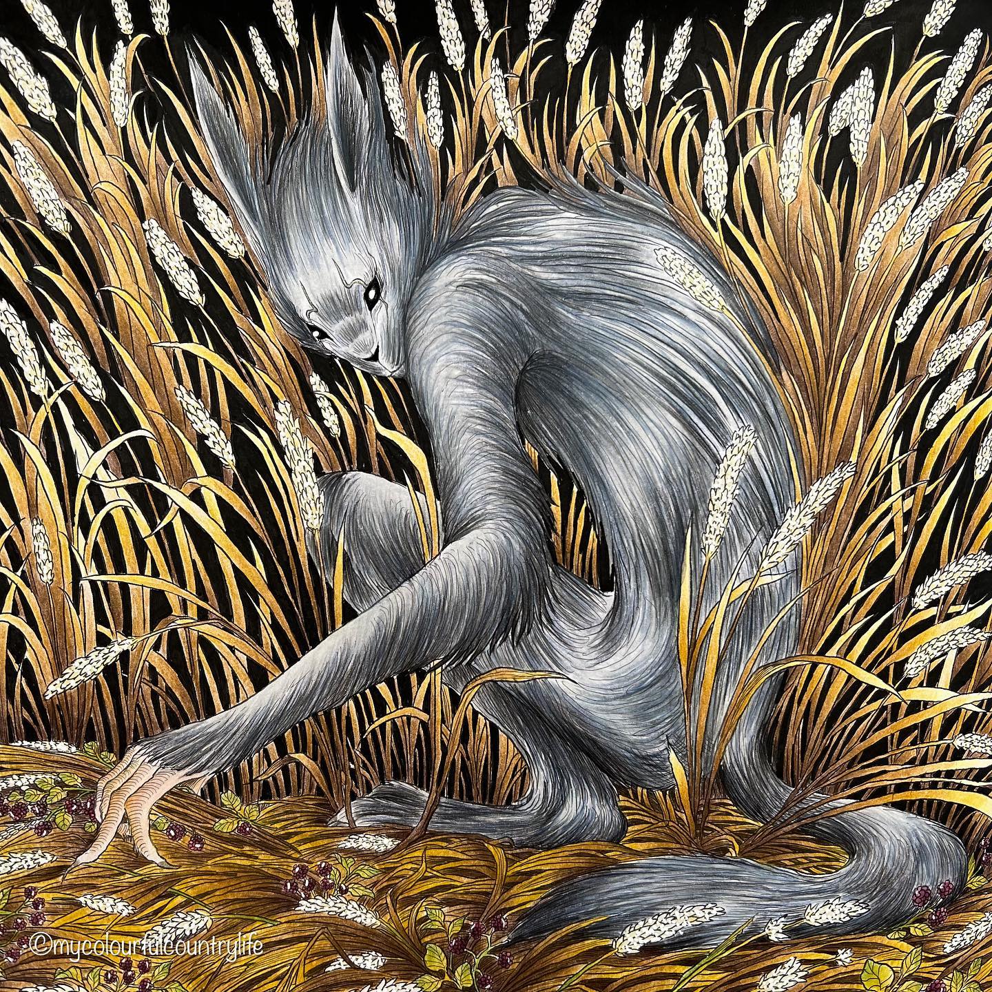Coloring 'Mythic Worlds' by K. Rosanes with Polychromos pencils