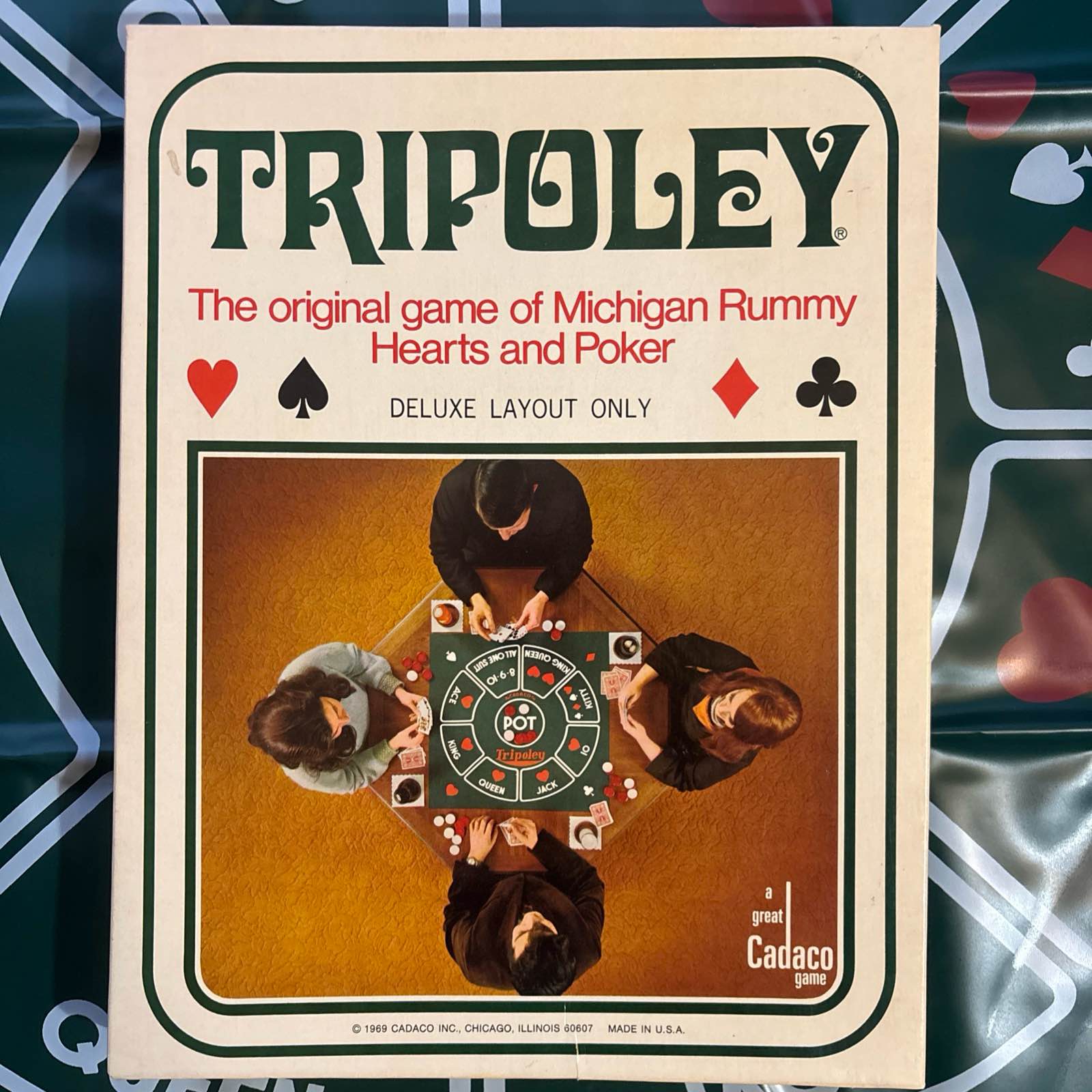 Tripoley Deluxe Layout Board Game Vinyl Mat Michigan Rummy Cadaco ...