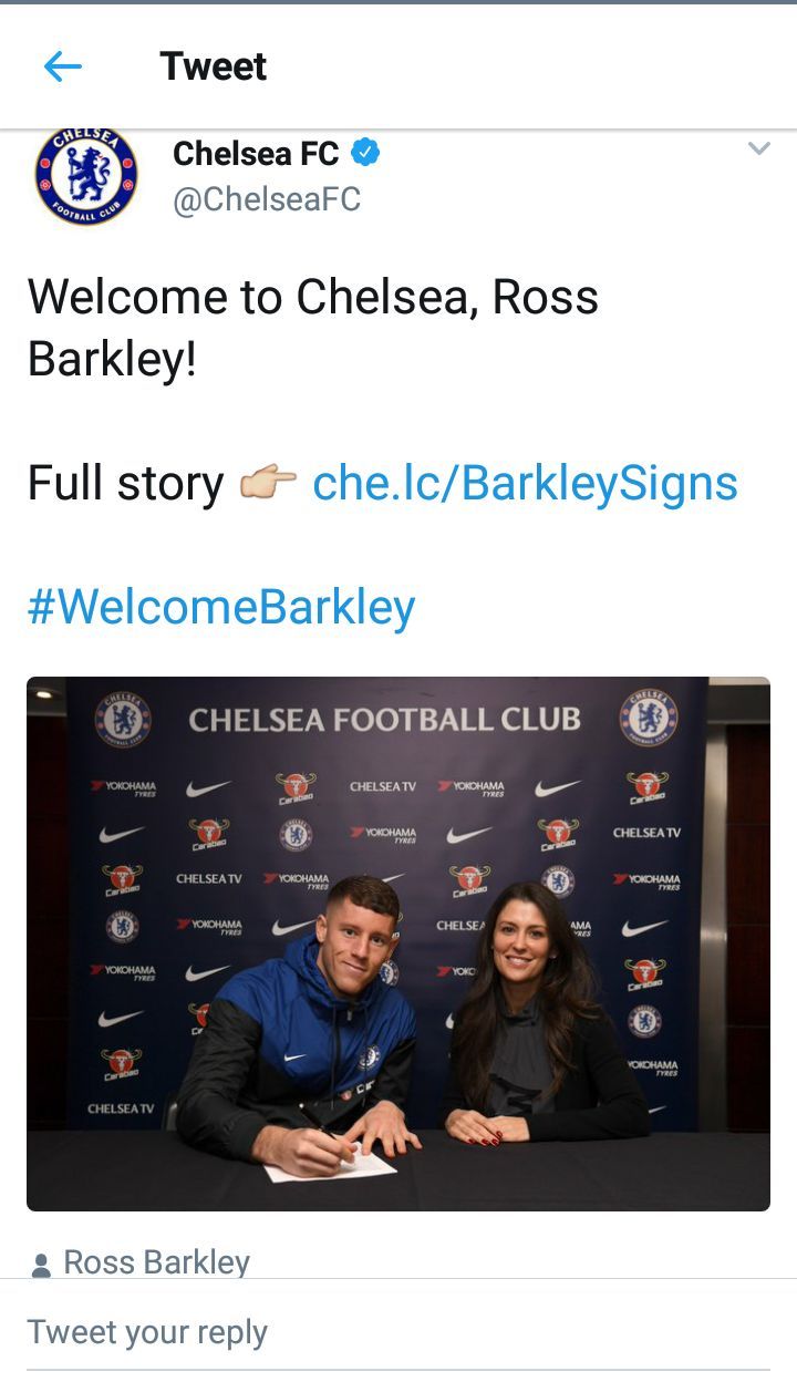 Ross Barkley will wear the number 8️⃣ shirt for the Blues!