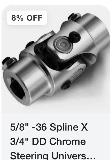 Steel Steering Universal Joint, 3/4DD x 5/8-36, Single, 3-1/4 Length
