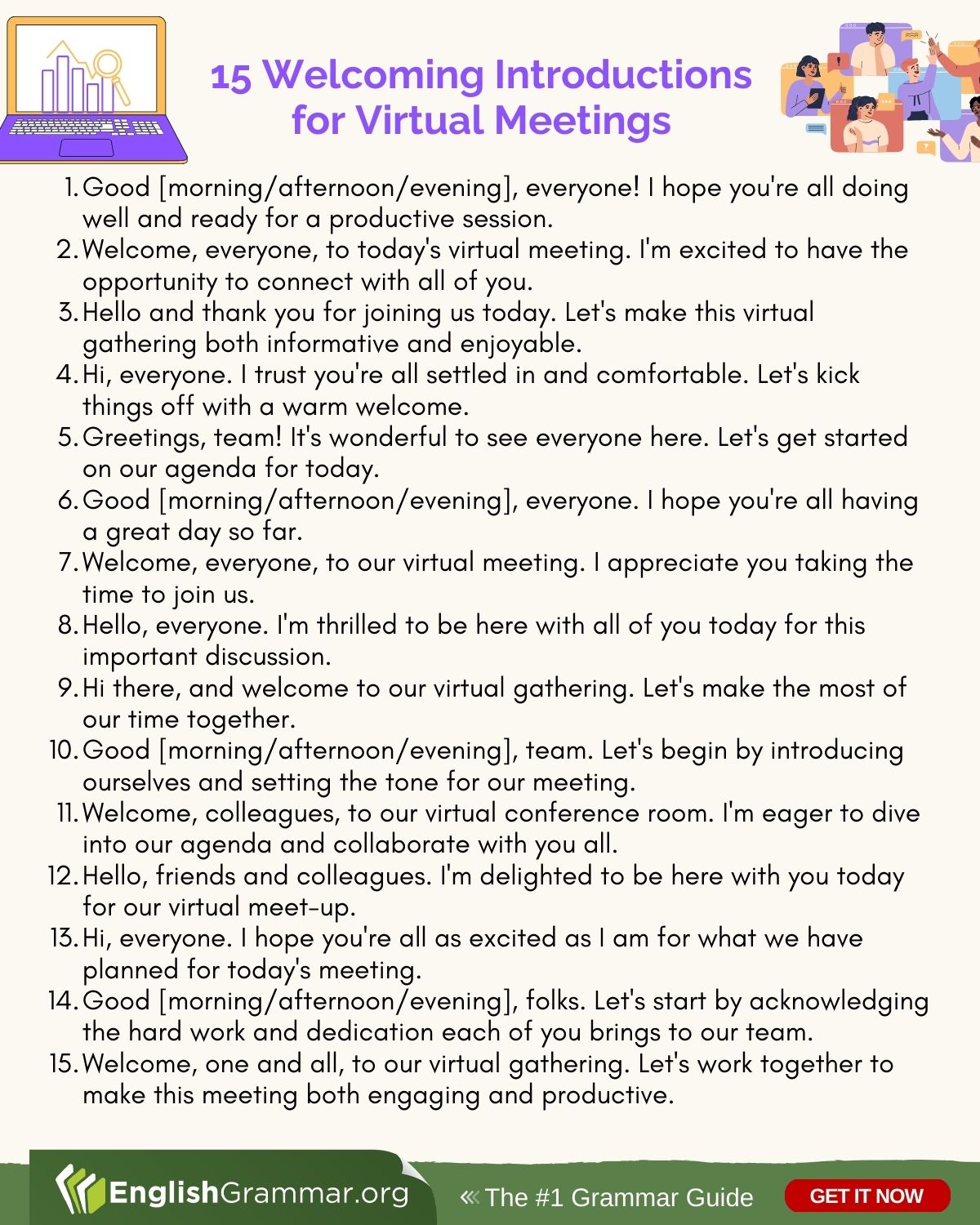 English Grammar - 15 Welcoming Introductions for Virtual... | Facebook