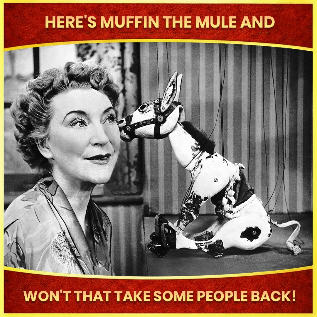 Muffin the Mule is an animated puppet animal character in a