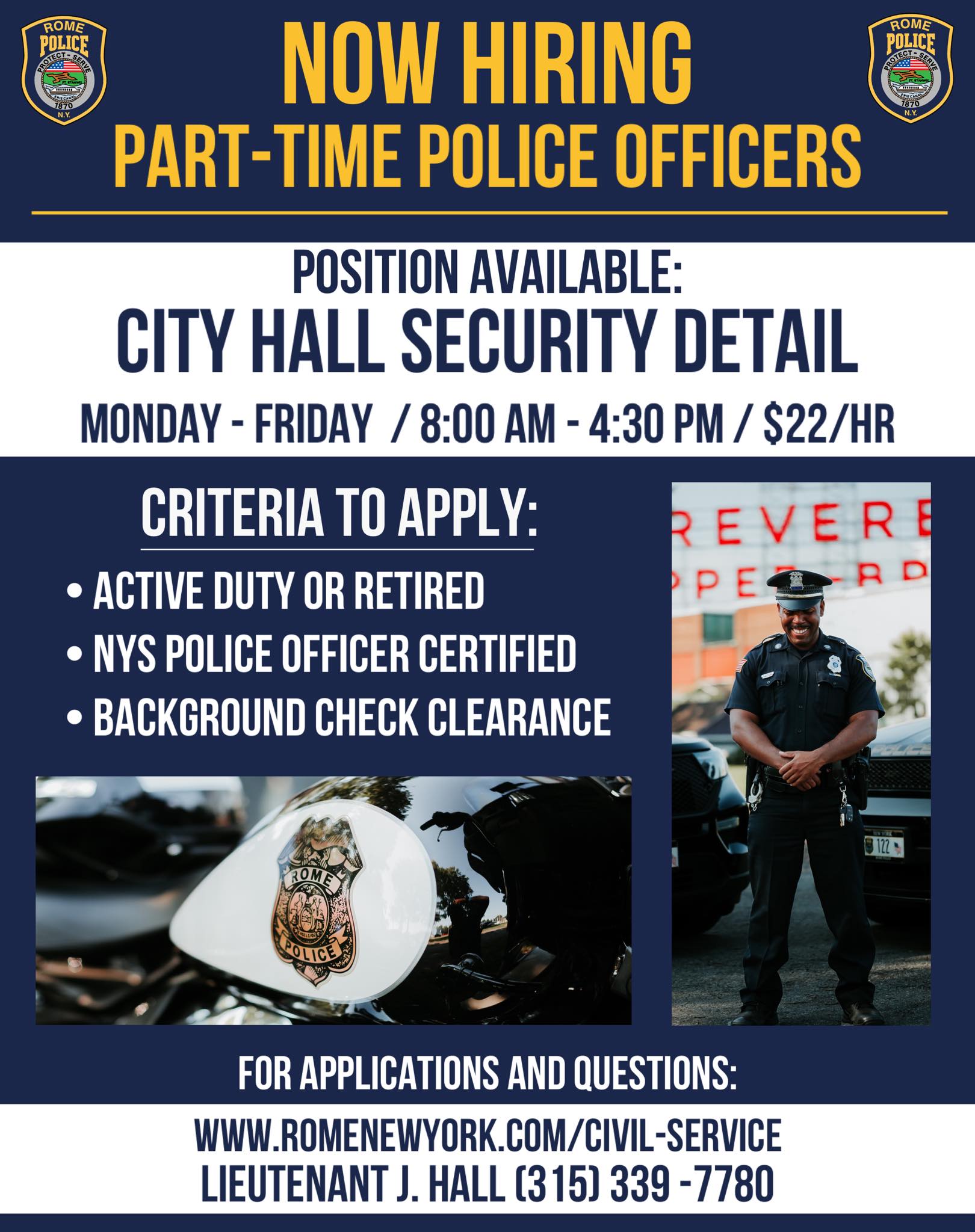 City - The Rome Police Department is hiring Part-Time Police Officers ...