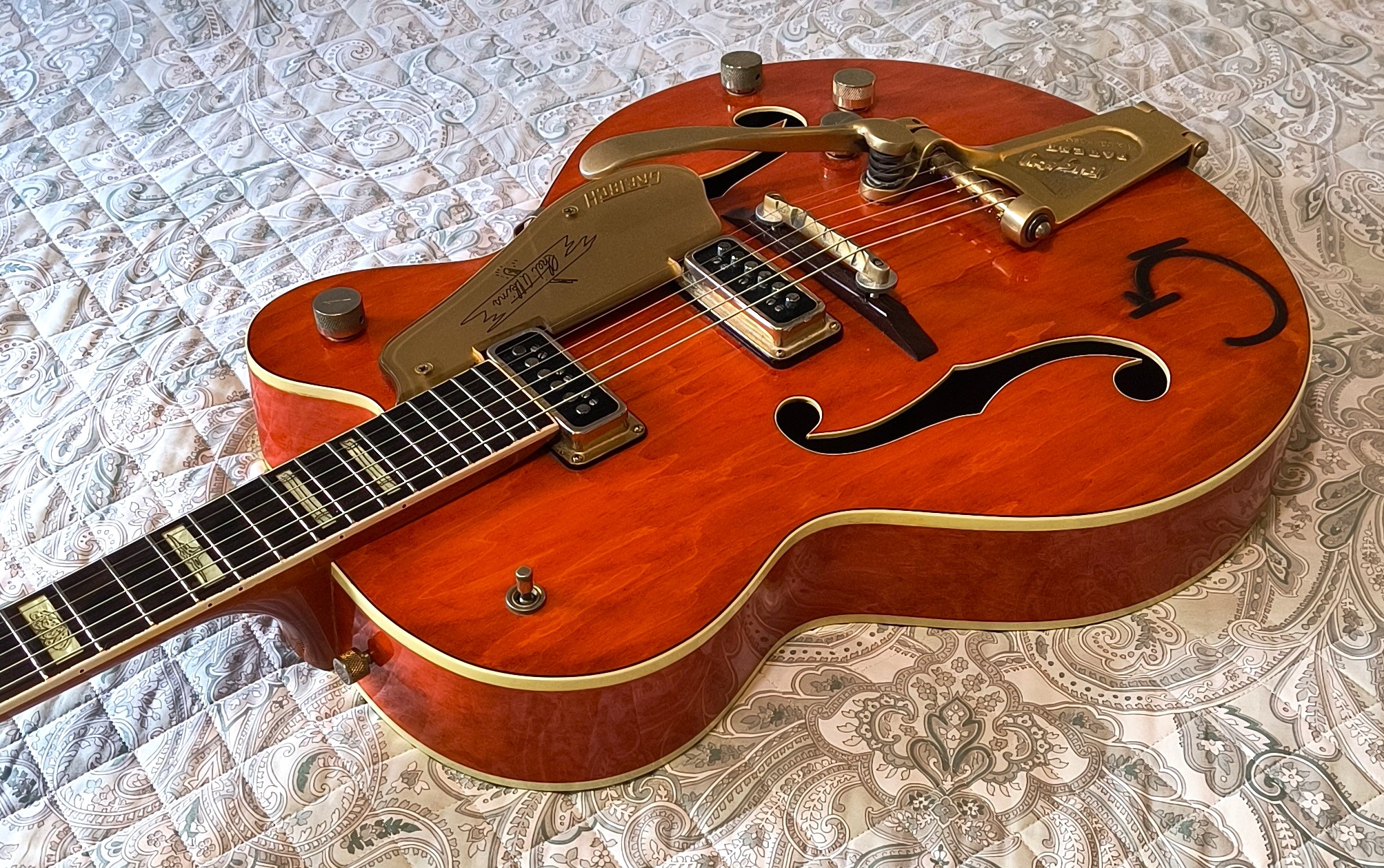Gretsch 6120 model with rustic amber red finish