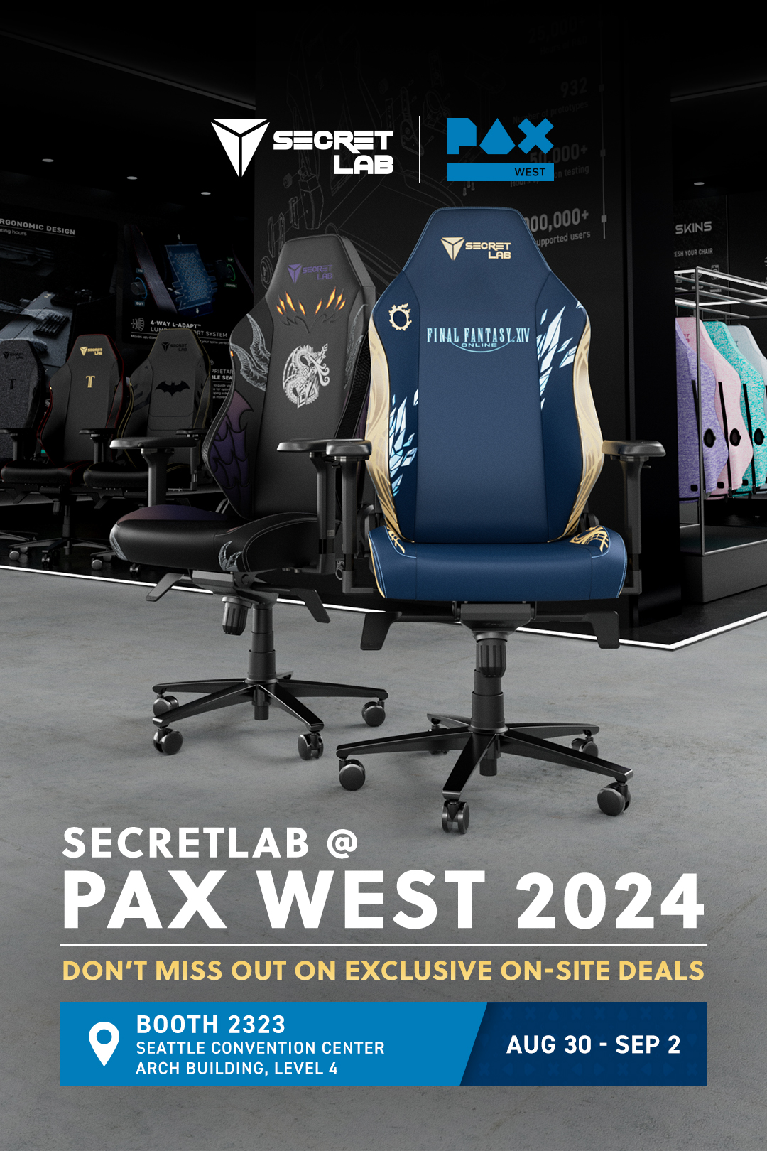 We're headed to Seattle for #PAXWest! Check out the Secretlab