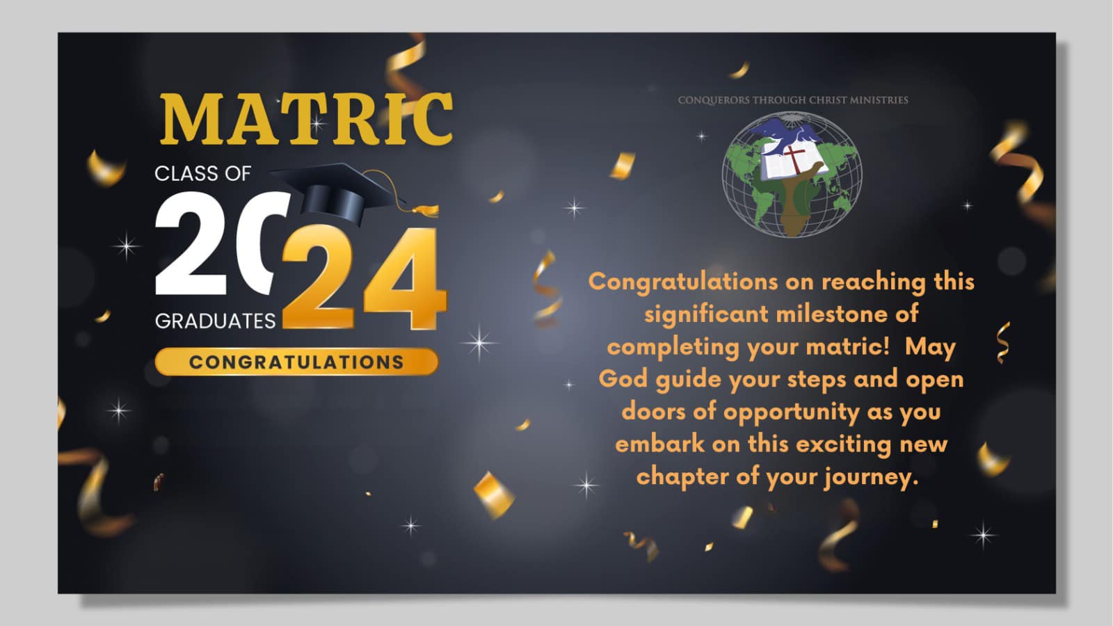 Conquerors - Congratulations to the Matric class of 2024. God bless you ...