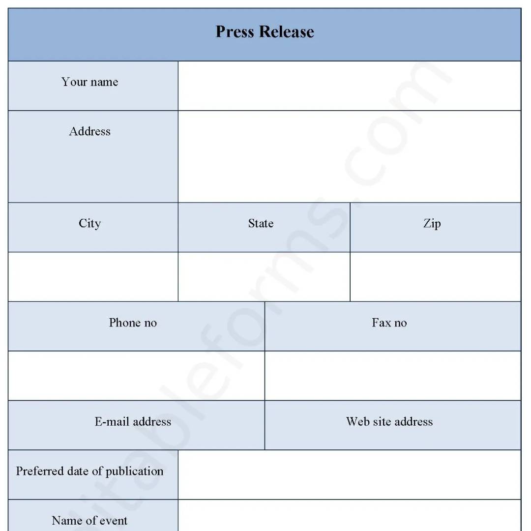 Editable Forms - A customizable Press Release Fillable PDF...