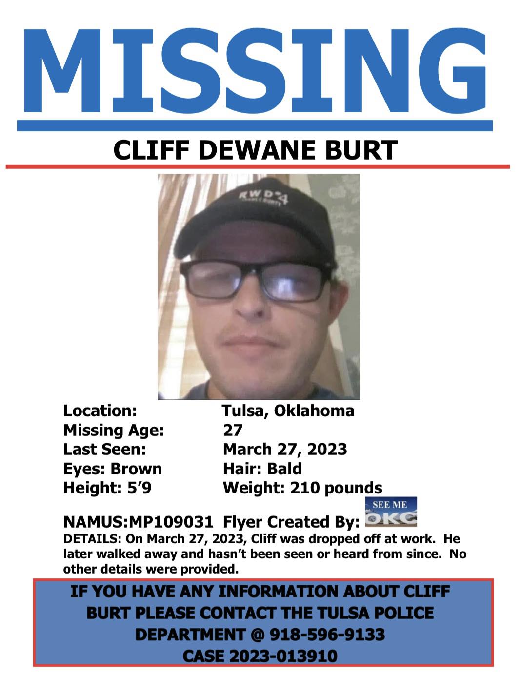 See - Please See and help find Cliff Burt. Cliff was 27 when he was ...