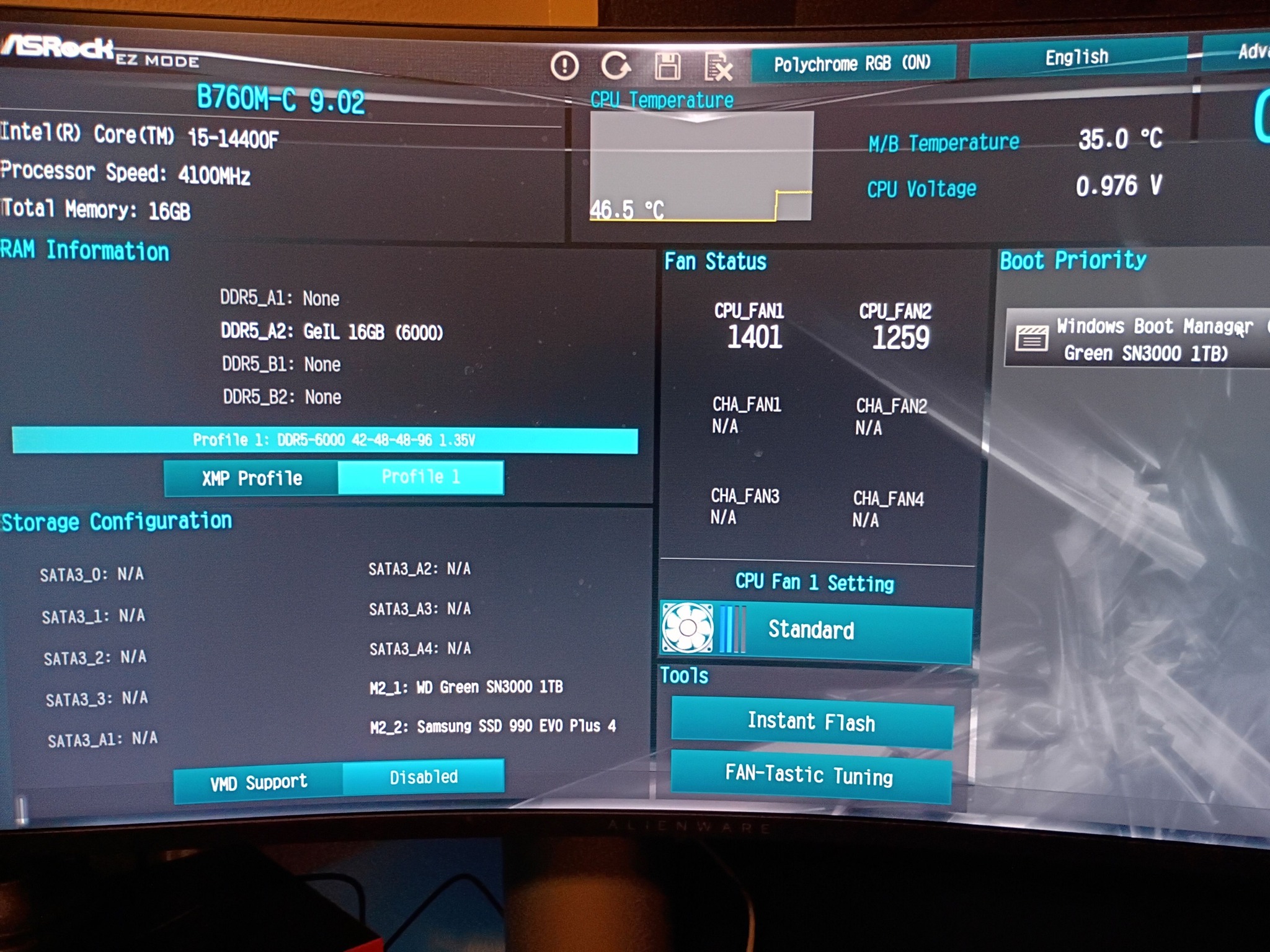 What to do after updating BIOS settings on Intel Core i5-14400F