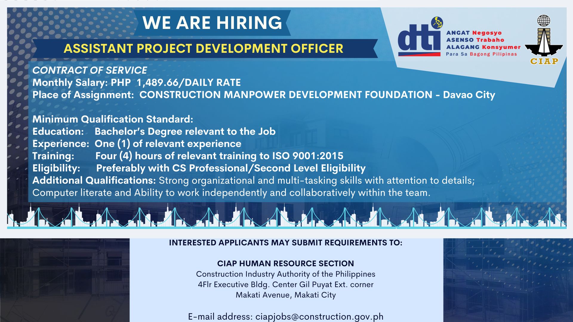 𝐇𝐈𝐑𝐈𝐍𝐆 𝐀𝐋𝐄𝐑𝐓! The Construction Industry Authority of the Philippines ...