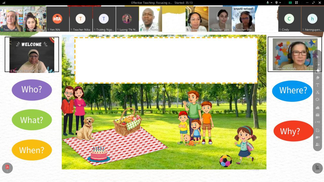 Happy - Practising how to prompt students with who, what, when, where ...