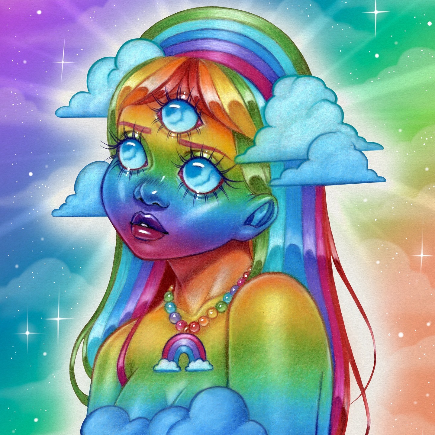 Caramel Apple Girl colored pencil drawing process 🍏🧡 Prints, Stickers ...