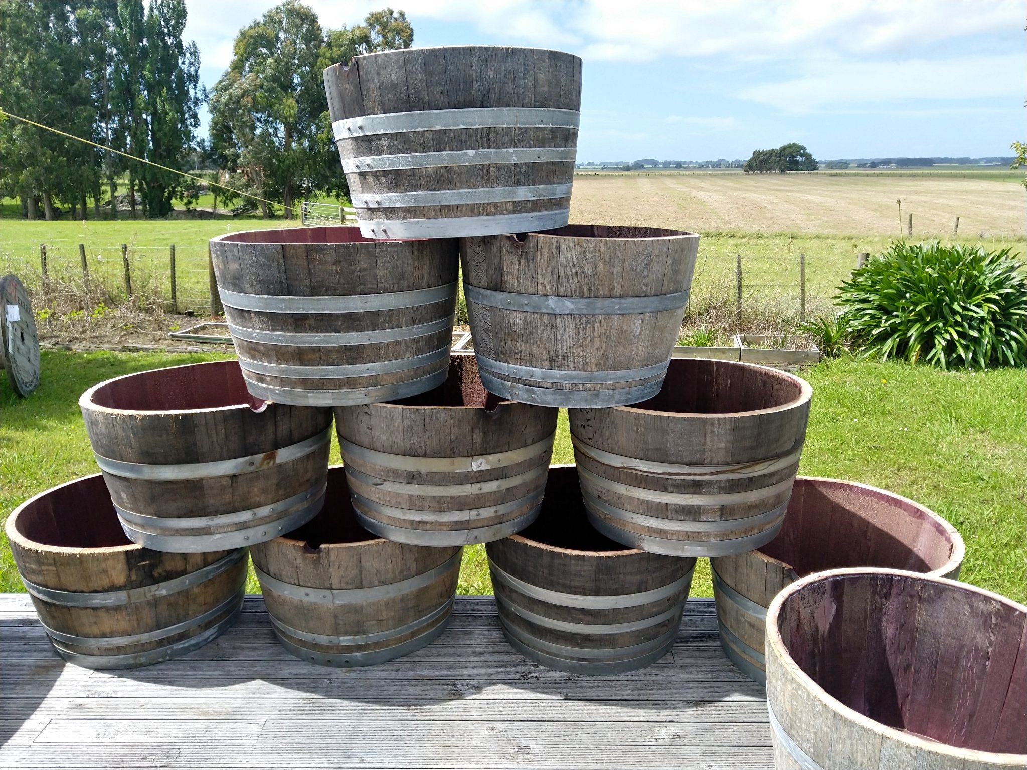 Wine barrel planters! - Pots & Planters - Palmerston North, New Zealand
