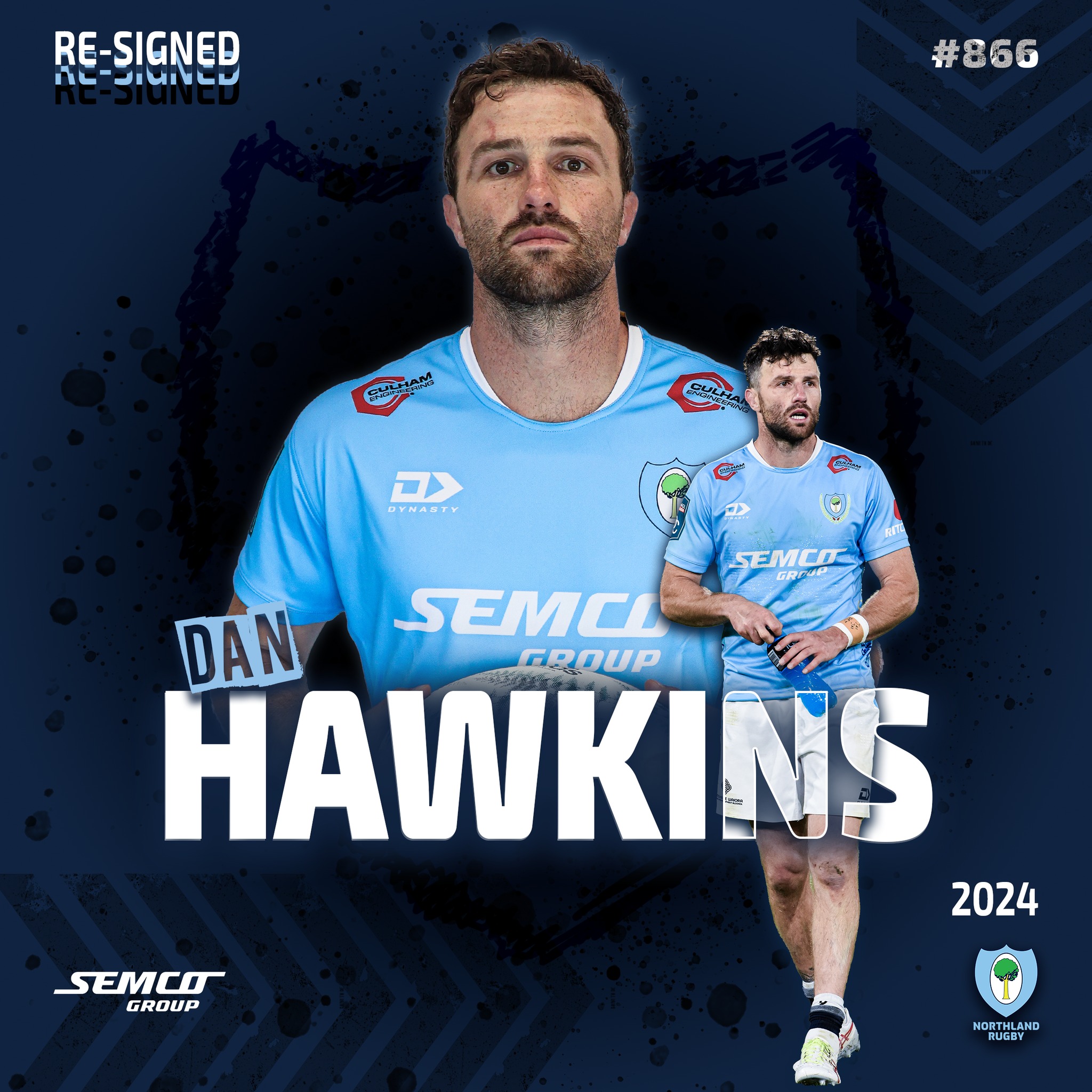 Dan Hawkins has re-signed with the Semco Northland Taniwha for the