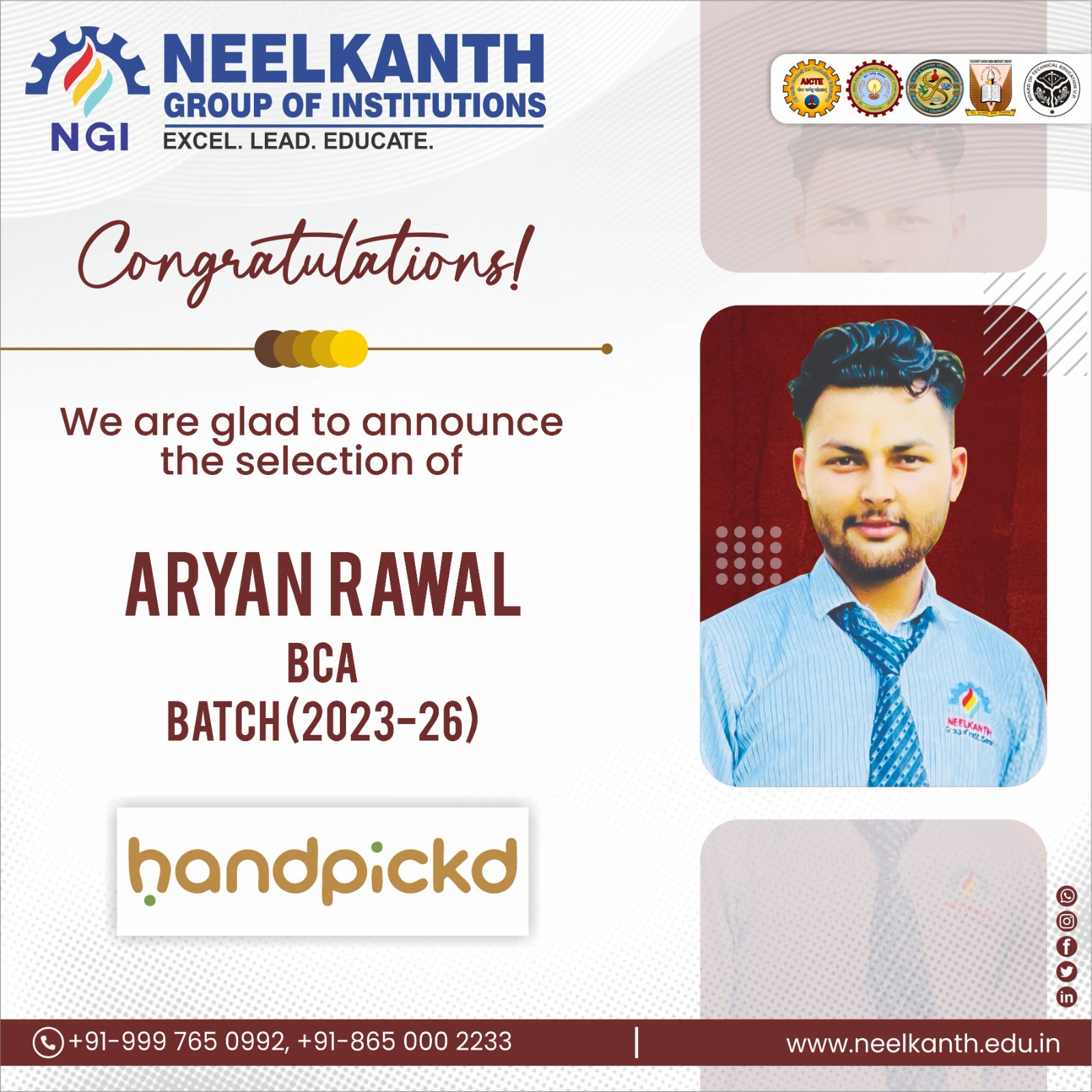 Congratulations to... - Neelkanth Group Of Institutions | Facebook