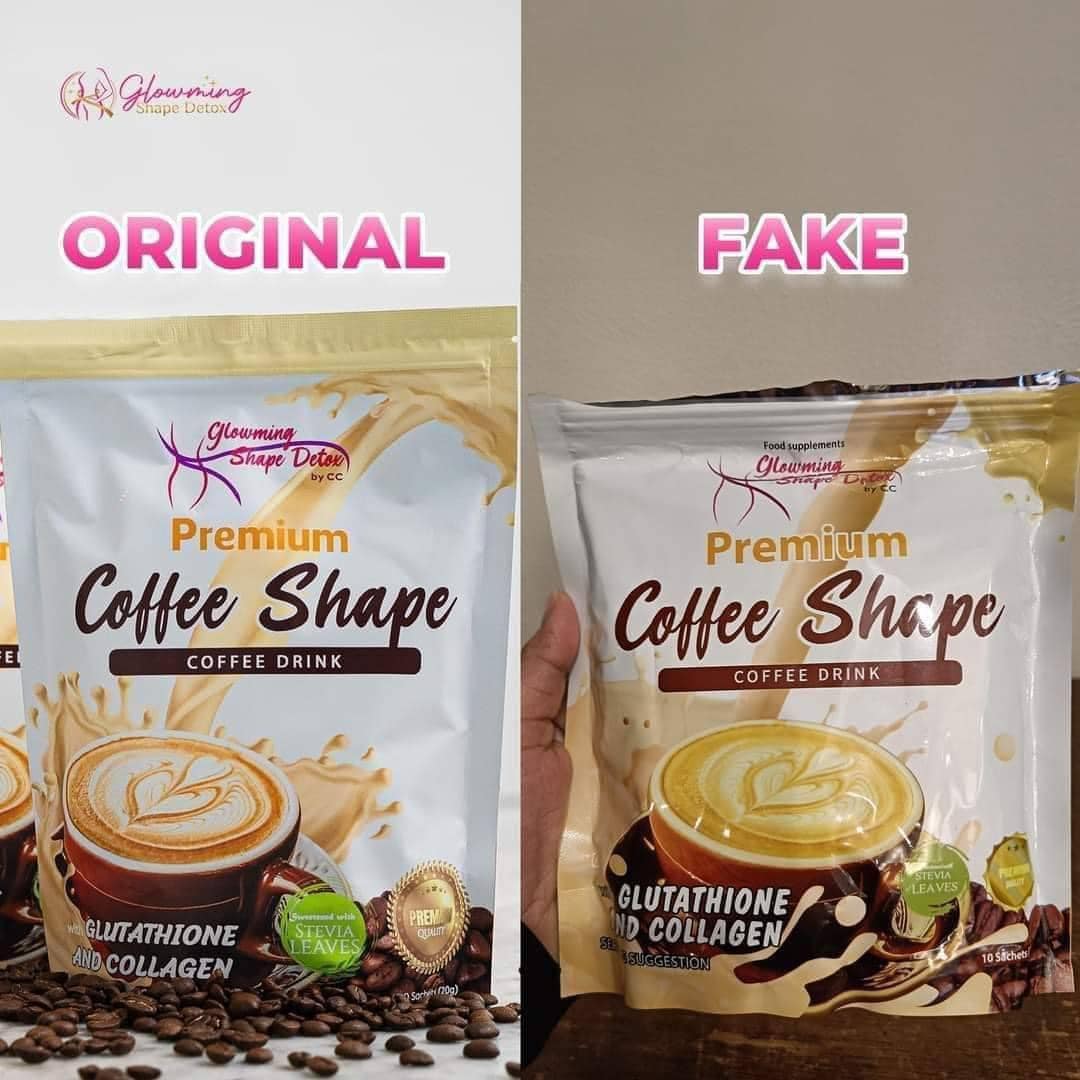 Beware of Fake Products 🚨 Spot the difference! ORIGINAL Coffee Shape on the left and the FAKE Coffee Shape on the right. We strongly advise purchasing Glowming Shape Detox products exclusively from