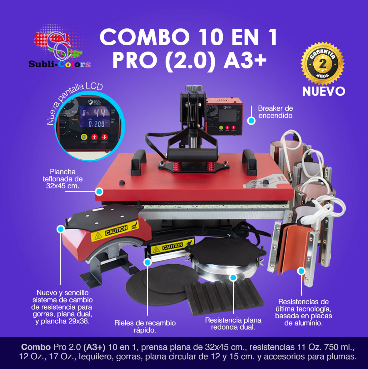 Subli-Colors - 🔷 COMBO 10 EN 1 👉 PRO (2.0) A3+ Incluye: ☑...