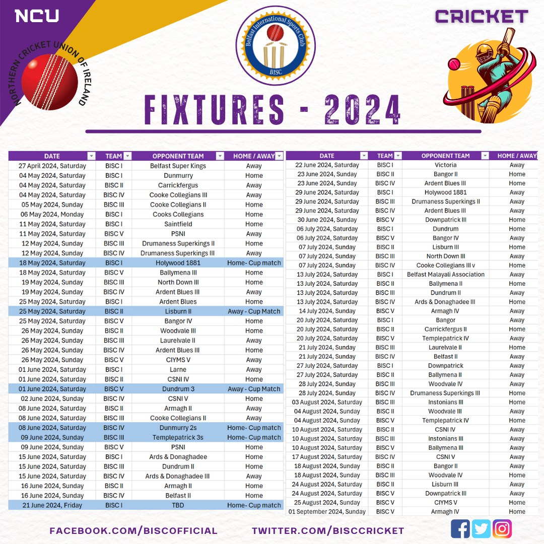 BISC - 🏏📅 BISC 2024 All Teams Fixtures Announcement! 📅🏏... | Facebook