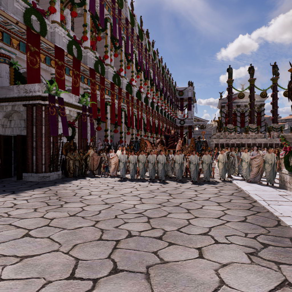 Rome - 360 PANORAMA of TRIUMPHAL PROCESSION of Emperor Diocletian - the ...