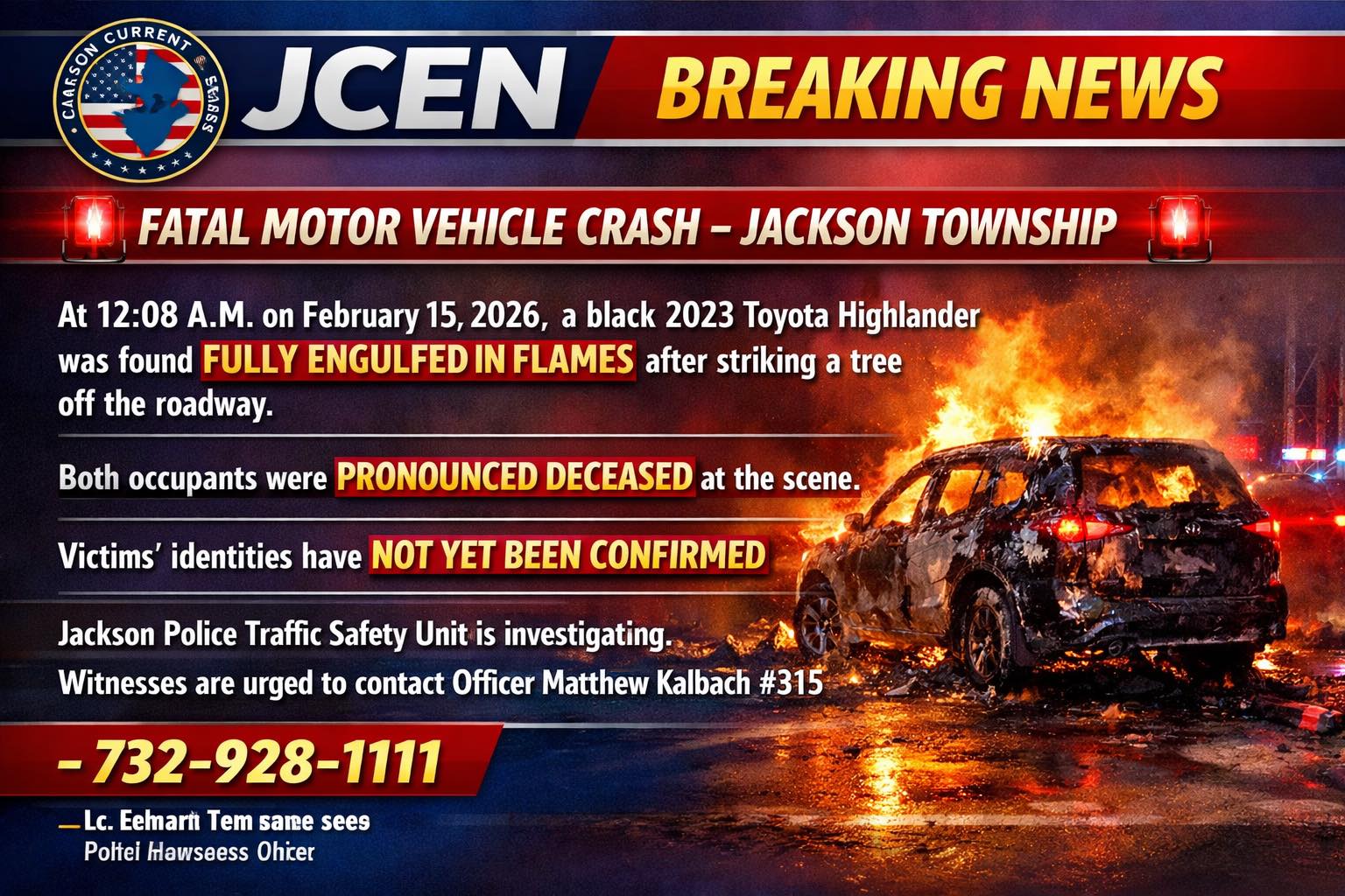 Jersey - FATAL MOTOR VEHICLE CRASH – JACKSON TOWNSHIP Jackson Police ...