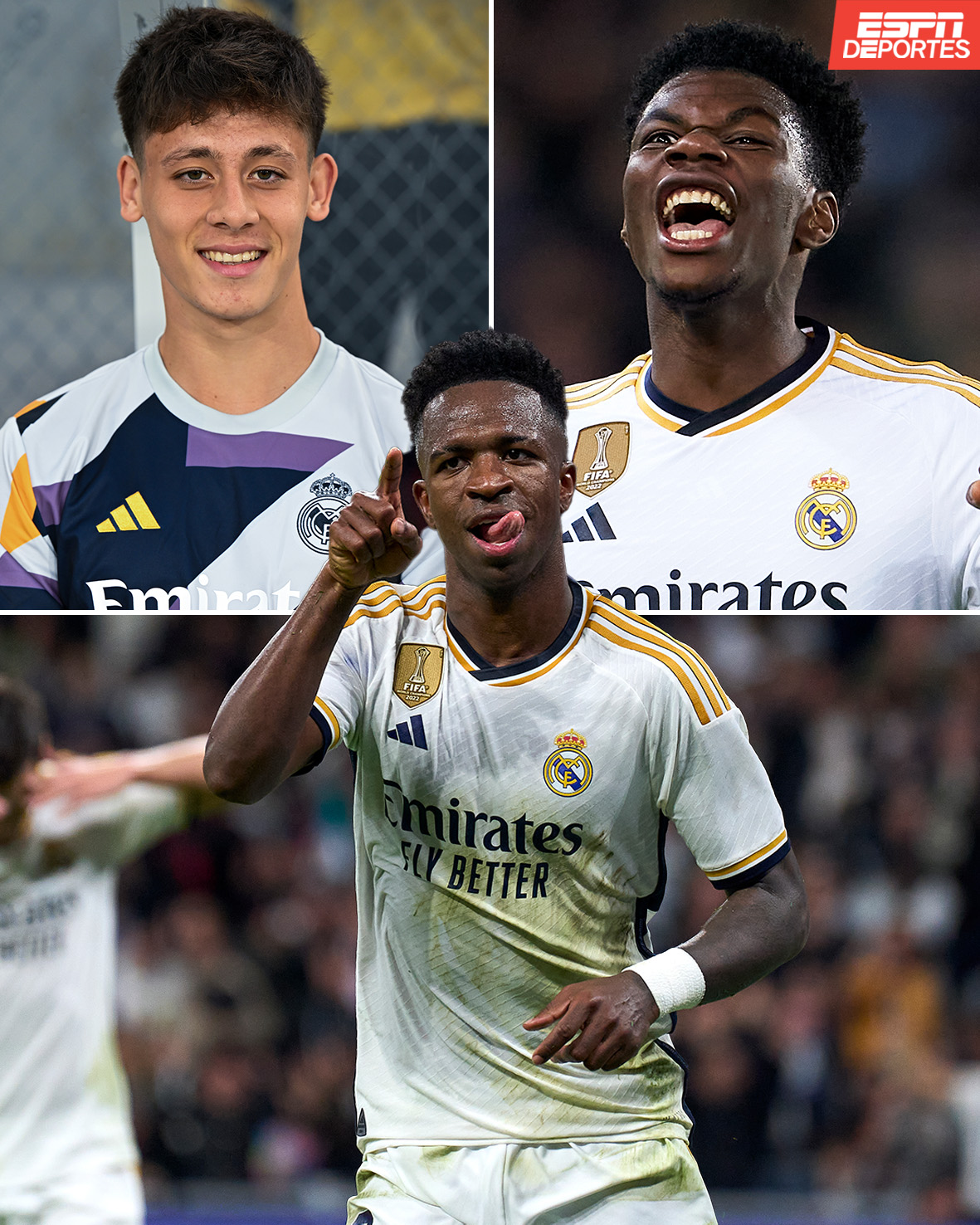 ESPN Deportes - Arda Güler, Tchouameni y Vini Jr....