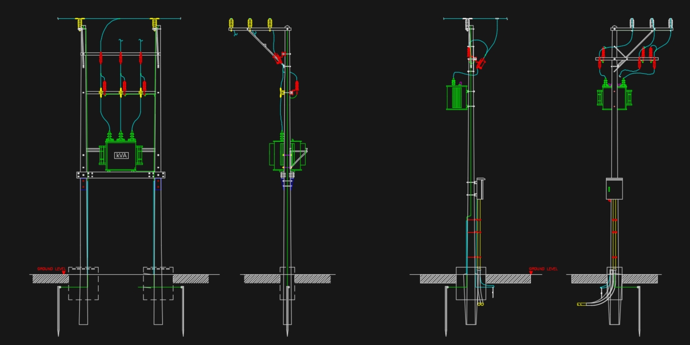 Electric Pole Blocks... - รับเขียนแบบงานระบบประกอบอาคาร M&E