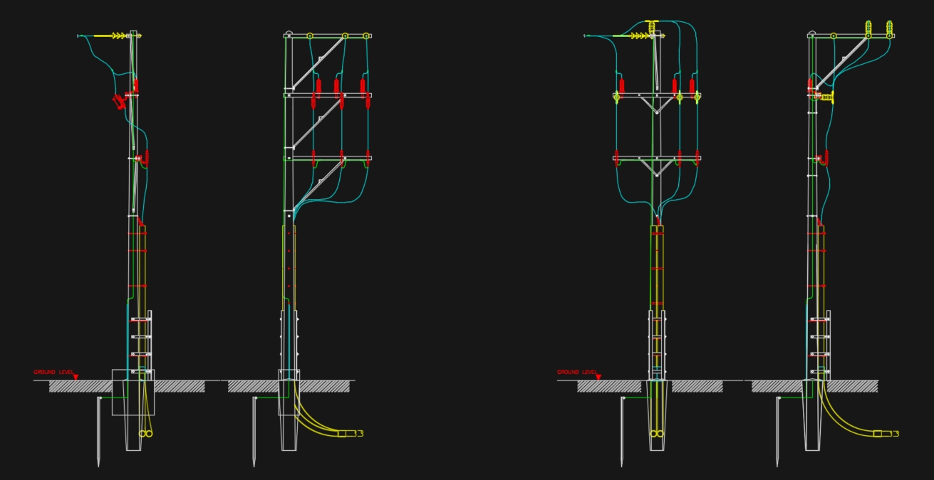 Electric Pole Blocks... - รับเขียนแบบงานระบบประกอบอาคาร M&E