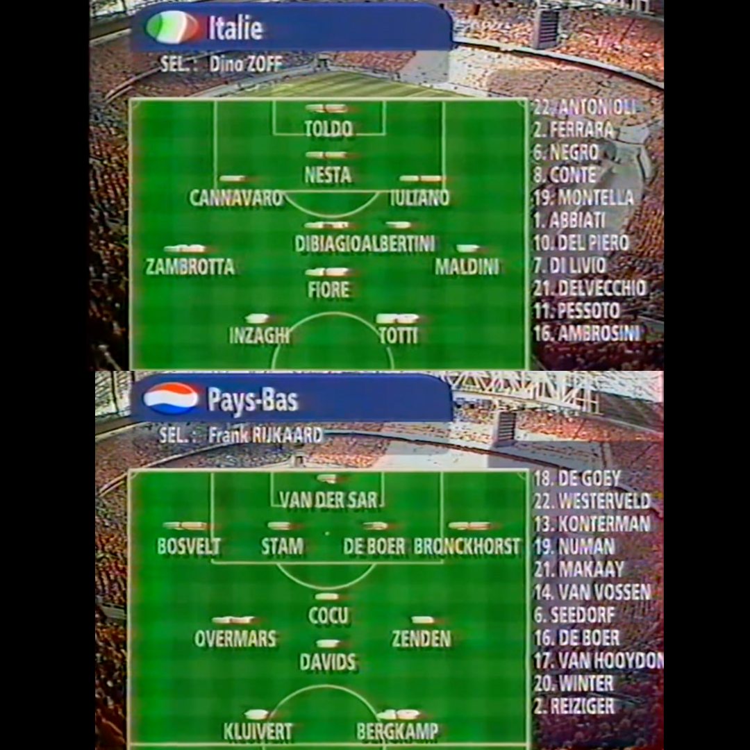 29/06/2000 Starting Lineup UEFA EURO 2000 - Semi Final Italy or