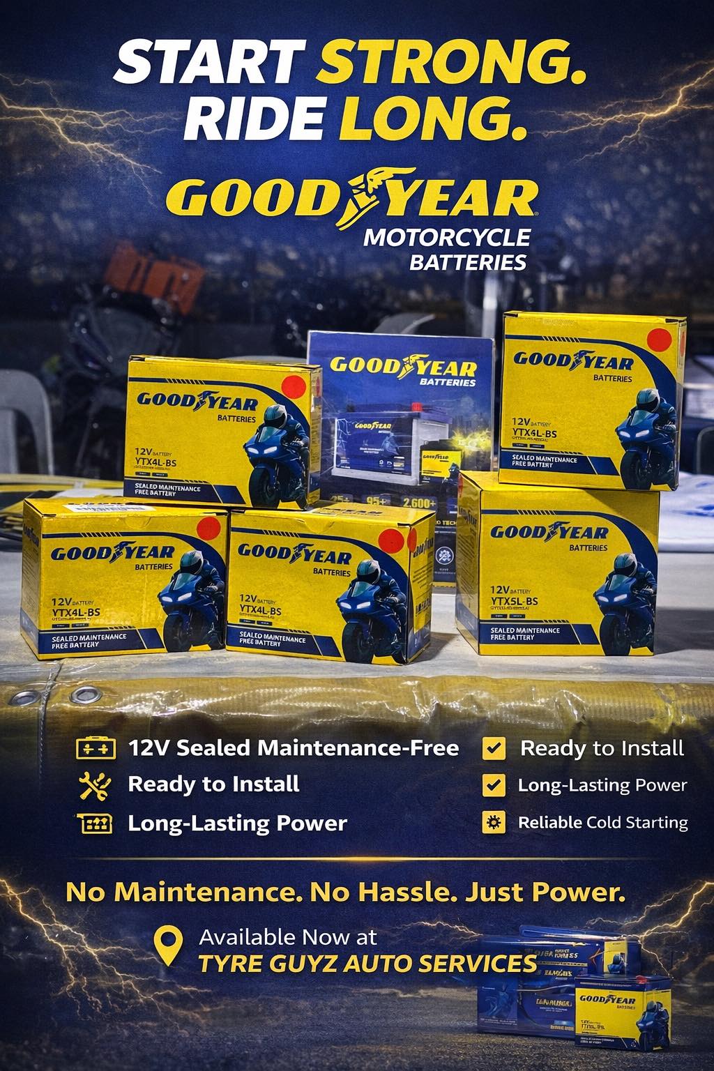 Tyre - Power up your ride! All-new Goodyear Motorcycle Batteries now in ...