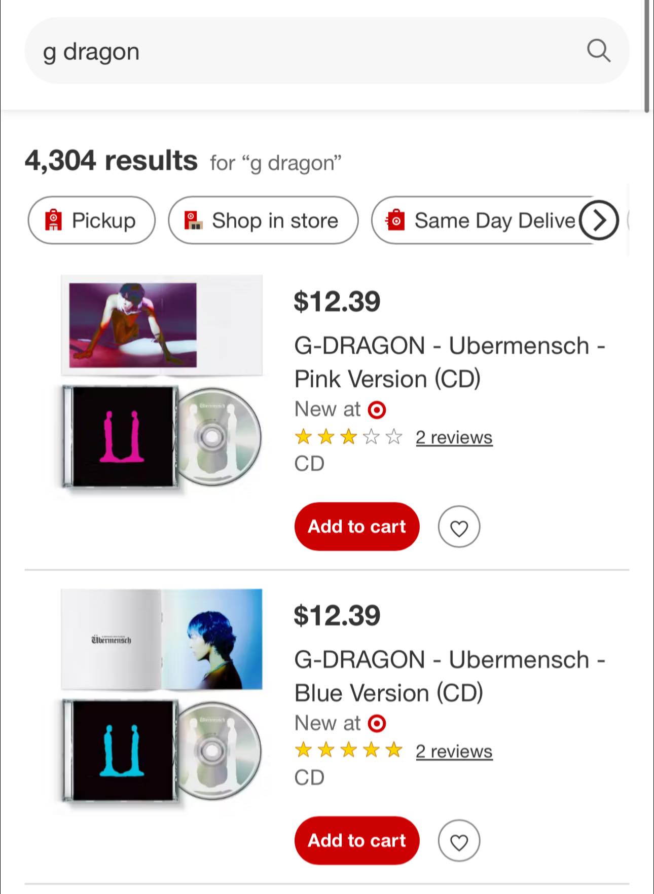 Does G-DRAGON's album come with photocards when bought at Target