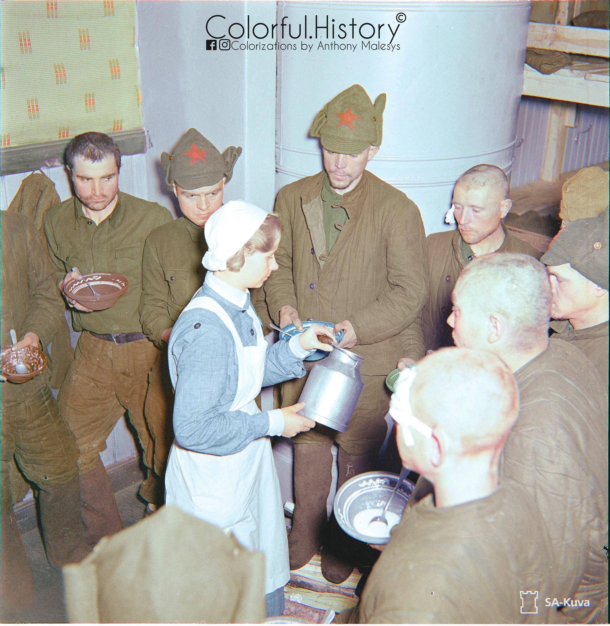 Ww2colourised - This picture shows Lotta feeding sick prisoners of war ...