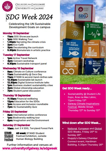 SDG week 2024 takes place from... - University of Galway