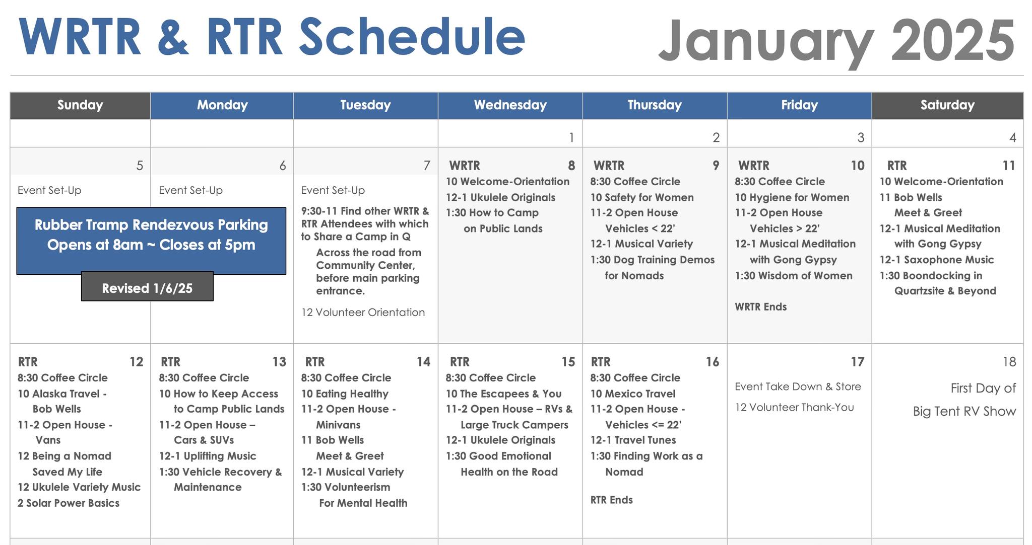 UPDATED 1/6/25 SCHEDULE for the... - Homes On Wheels Alliance | Facebook