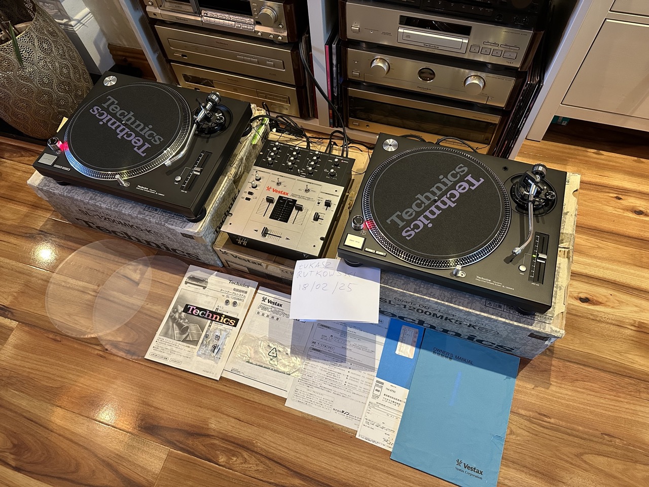 Brand new Technics SL-1200MK5 turntables and Vestax PMC-05ProIII