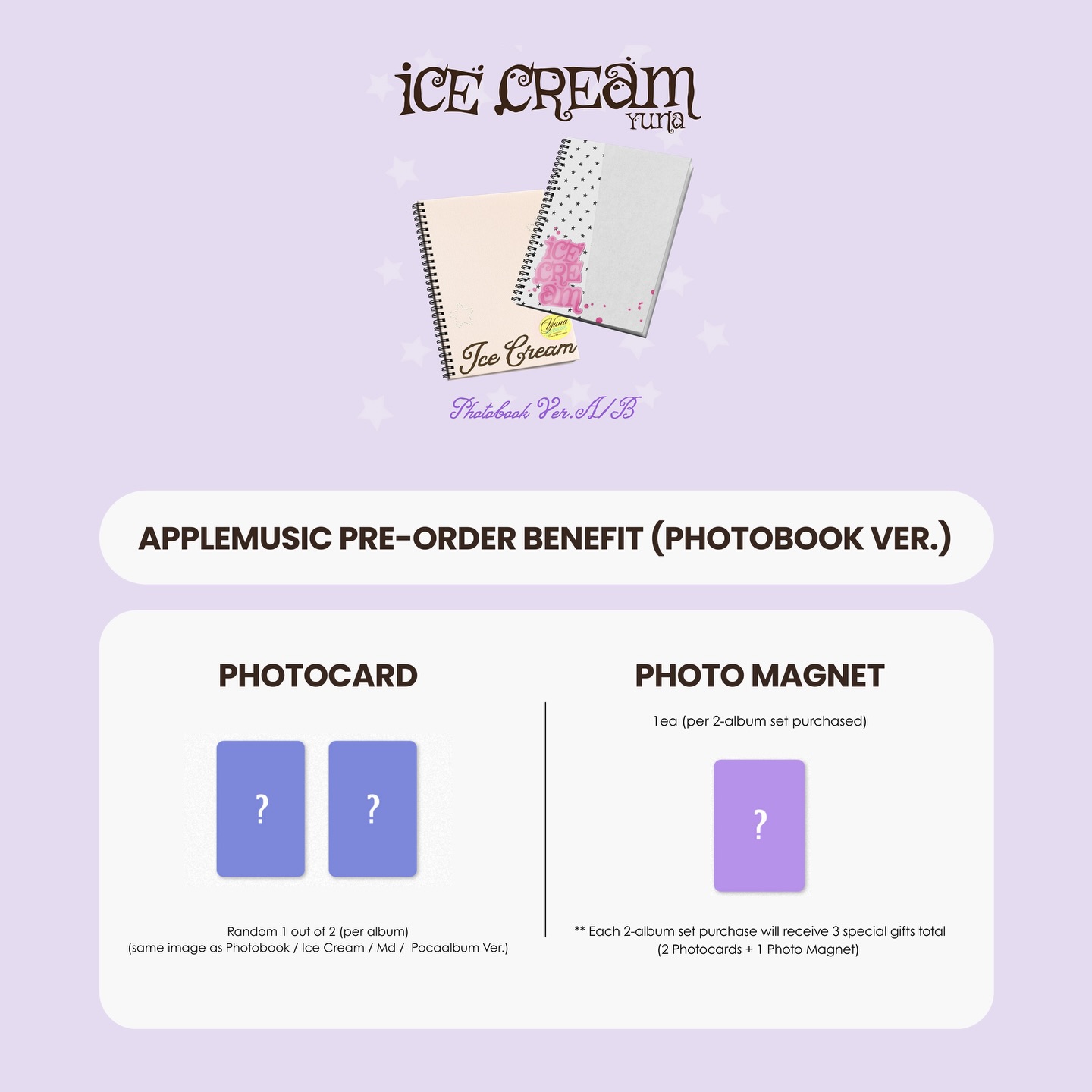 ? PRE-ORDER ? YUNA 1ST MINI ALBUM - ICE CREAM (PHOTOBOOK VER.) + 