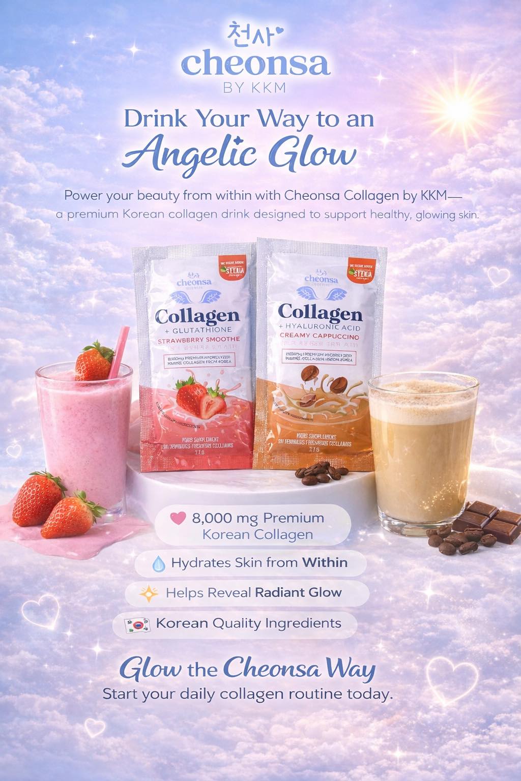 cheonsa glutathione ✨ Glow starts from within. Experience the beauty secret behind radiant, youthful-looking skin with Collagen by KKM. Each sachet contains 8,000 mg Premium Collagen designed to help support: 💧 Skin hydration anti melasma Myth-busting, Acetaminophen version. 