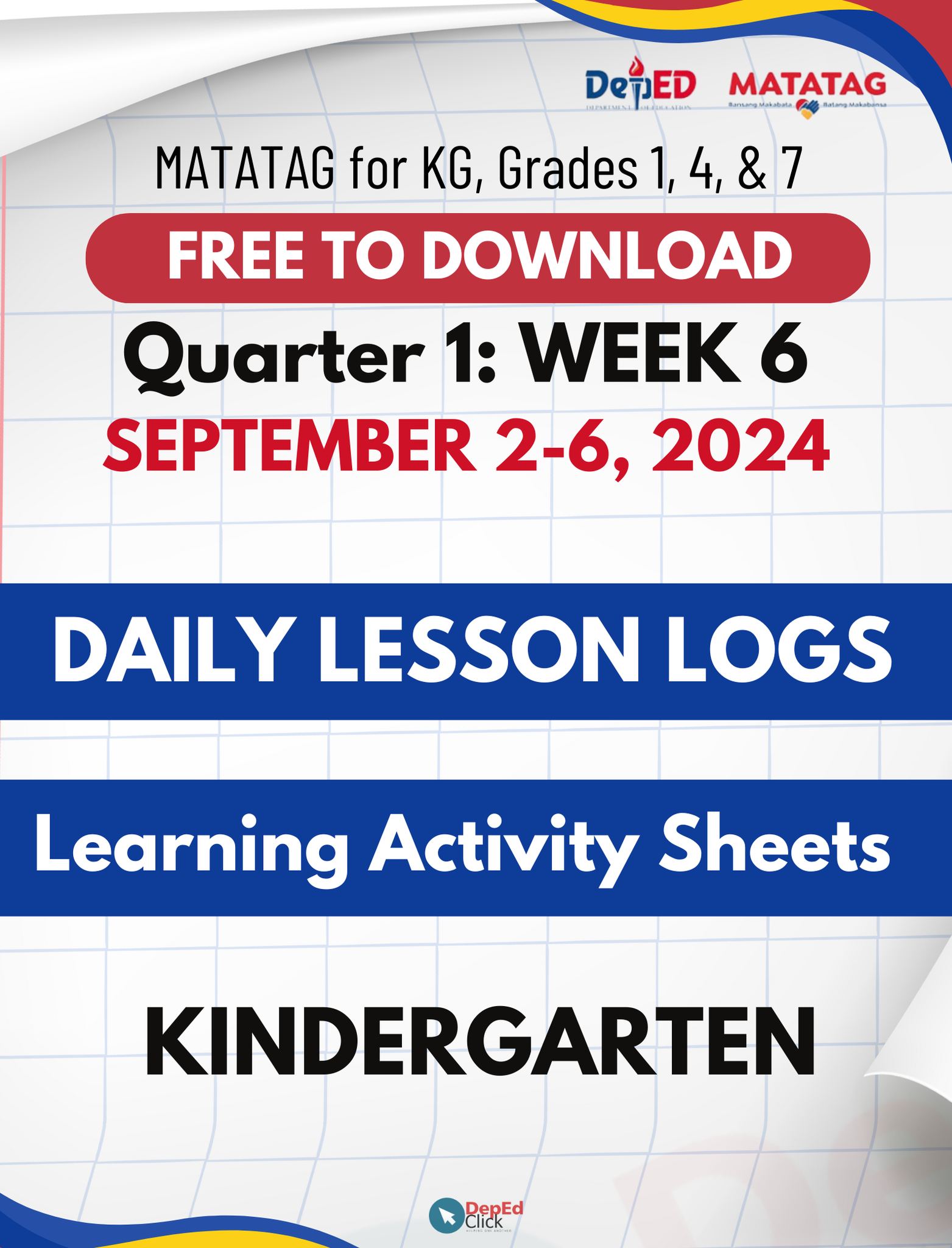 DepEd Click - KINDERGARTEN FREE FILES (WEEK 6: Q1) 𝐃𝐀𝐈𝐋𝐘... | Facebook