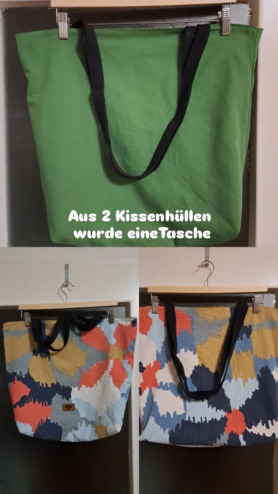 Aus 2 Kissenhüllen würde eine Wendetasche :) Kissenhüllen Ikea und Gurtband von Tedi