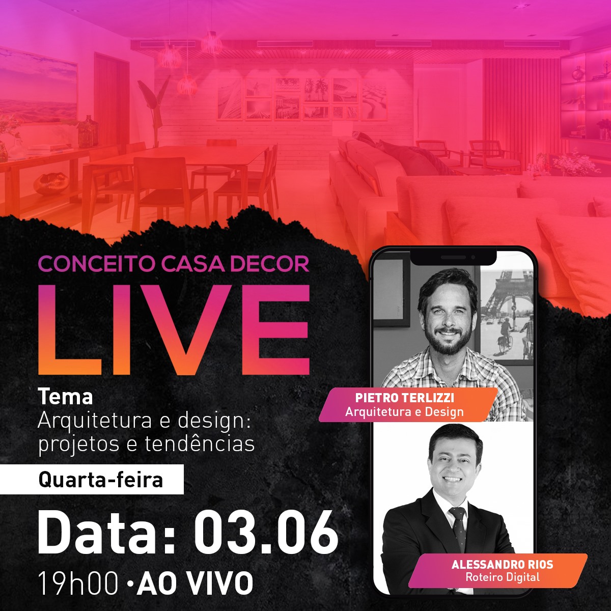 Conceito Casa Decor - 😍🎬 Na Live de hoje, Alessandro Rios entrevista o ...