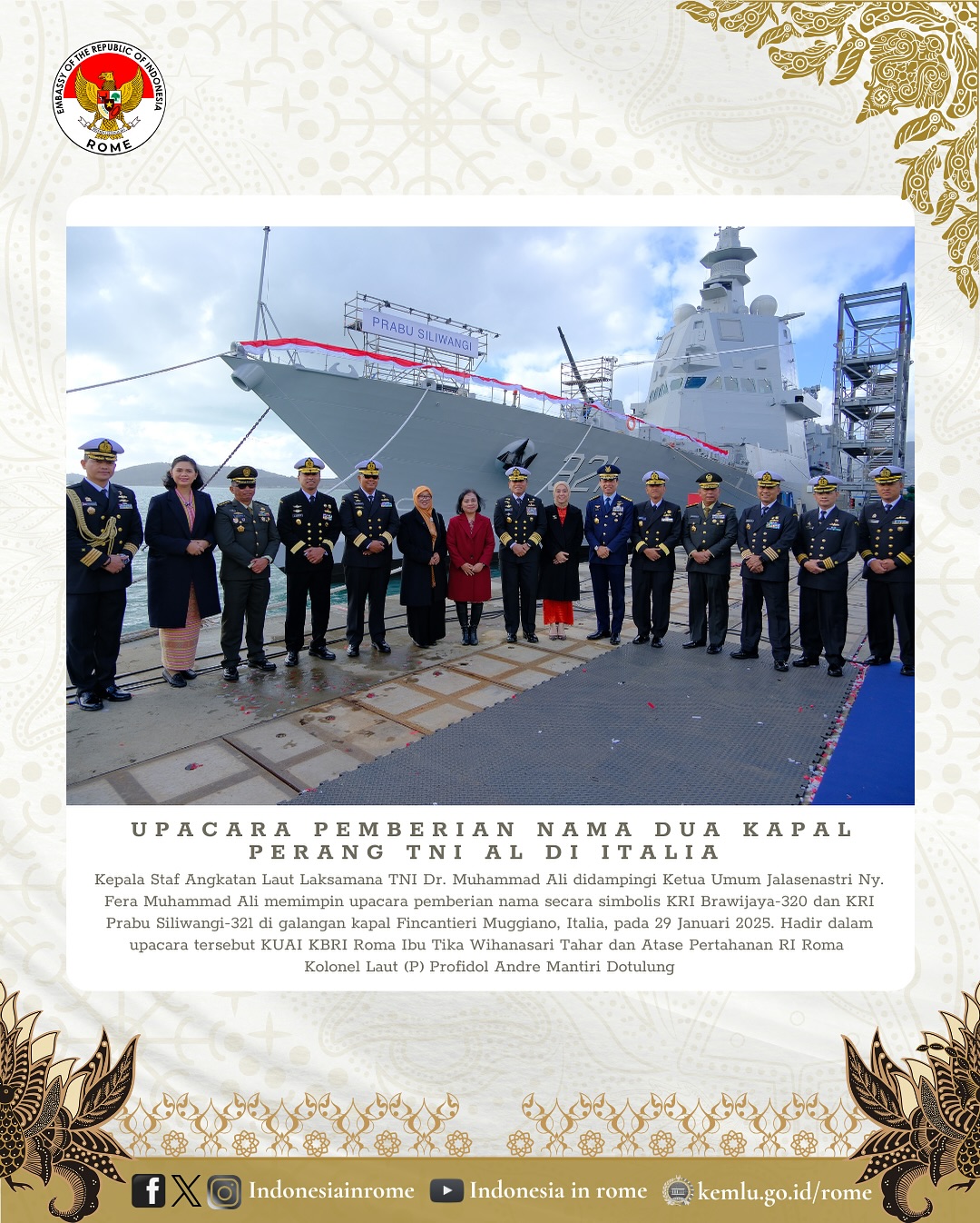 Sebanyak 2 unit kapal perang... - Indonesian Embassy in Rome | Facebook