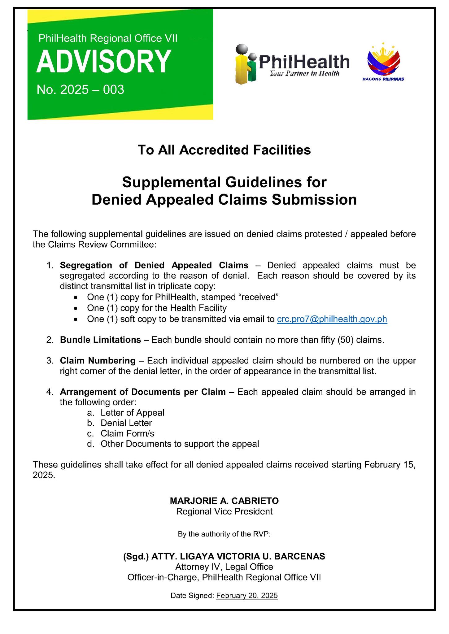 Regional Advisory No. 2025-003... - PhilHealth Region VII | Facebook