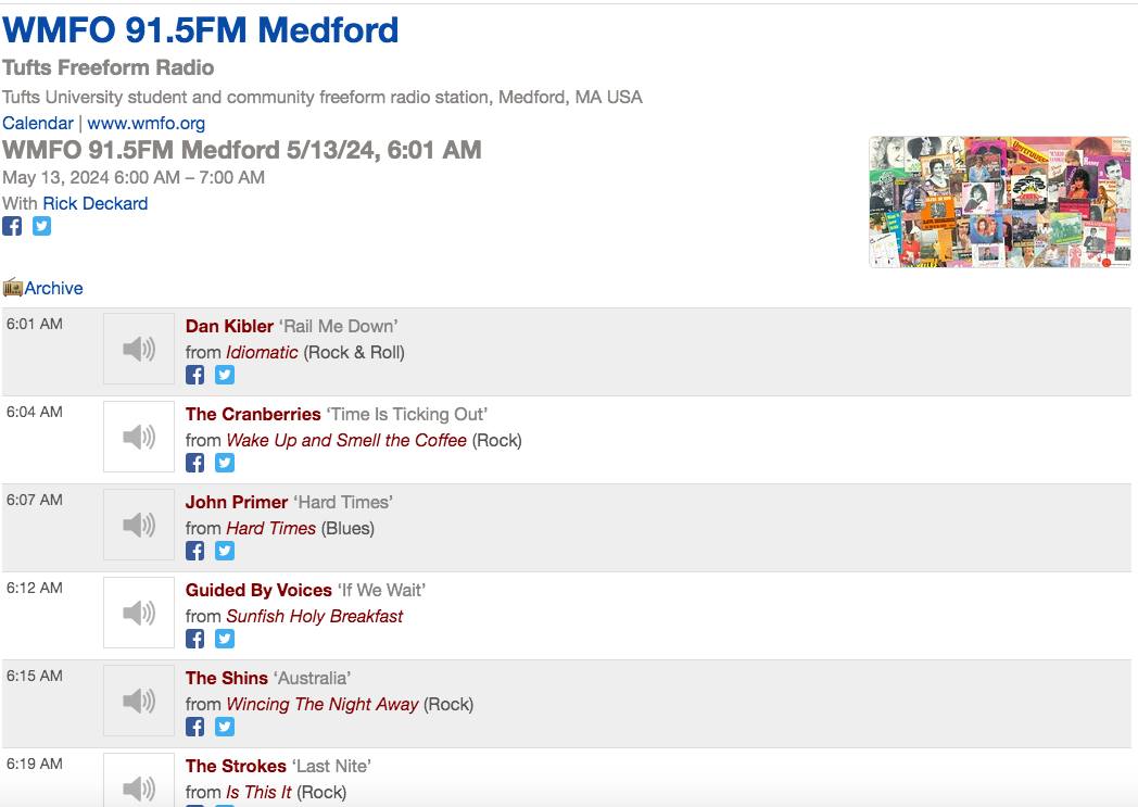 Dan kibler - ️ THANK YOU ~ WMFO 91.5FM ~ Medford MA Tufts... | Facebook