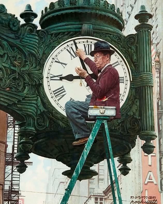 Saturday Evening Post 1945年ノーマンロックウェル Norman Rockwell, The Clock Mender, The Saturday Evening Post (Nov