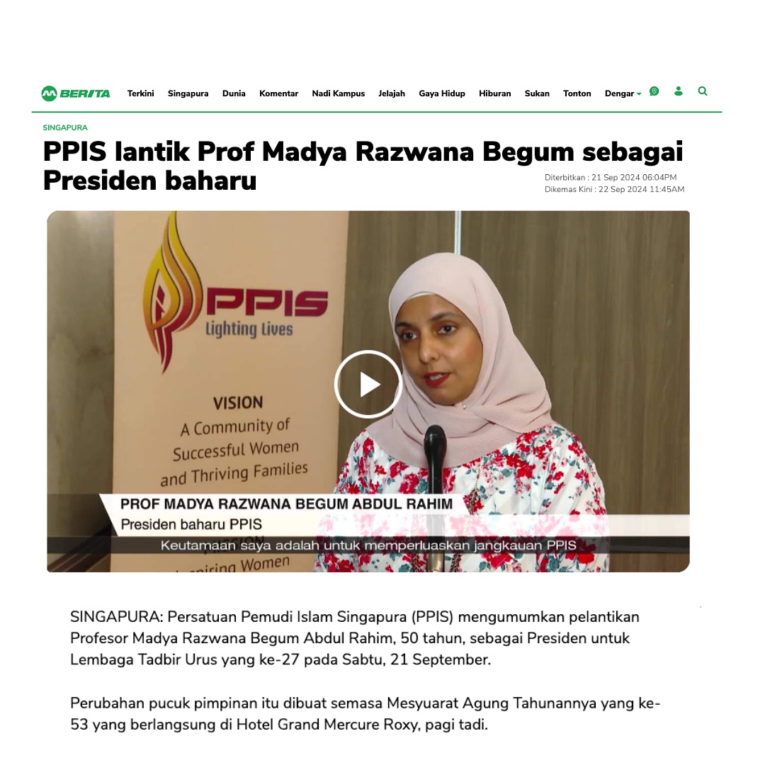 PPIS - 📰 Associate Professor Razwana Begum Abdul Rahim was... | Facebook