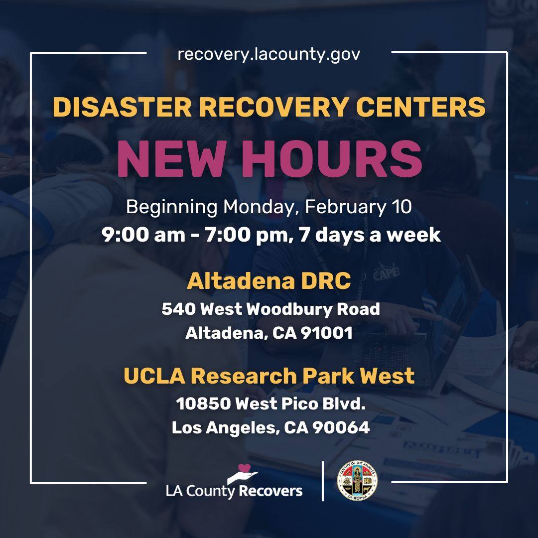 LA County wildfire recovery centers open 7 days a week