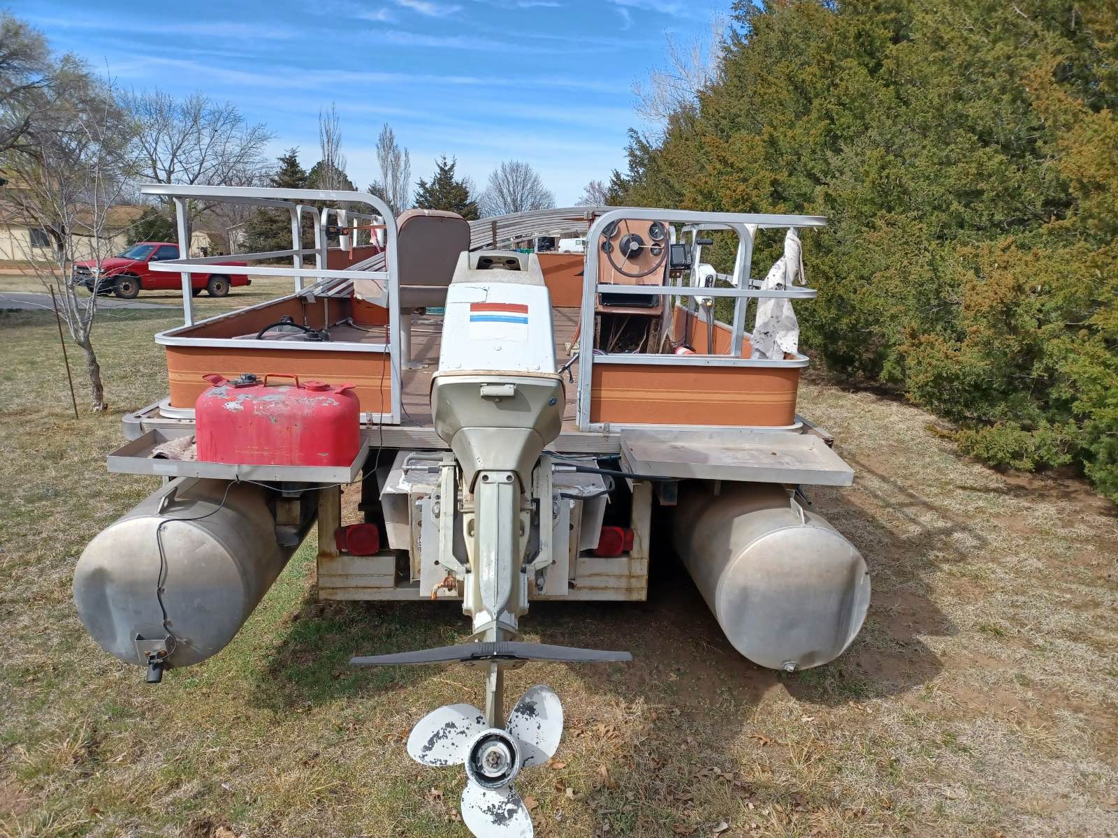Pontoon Boat with Evinrude Motor and Trailer OBO - Powerboats ...